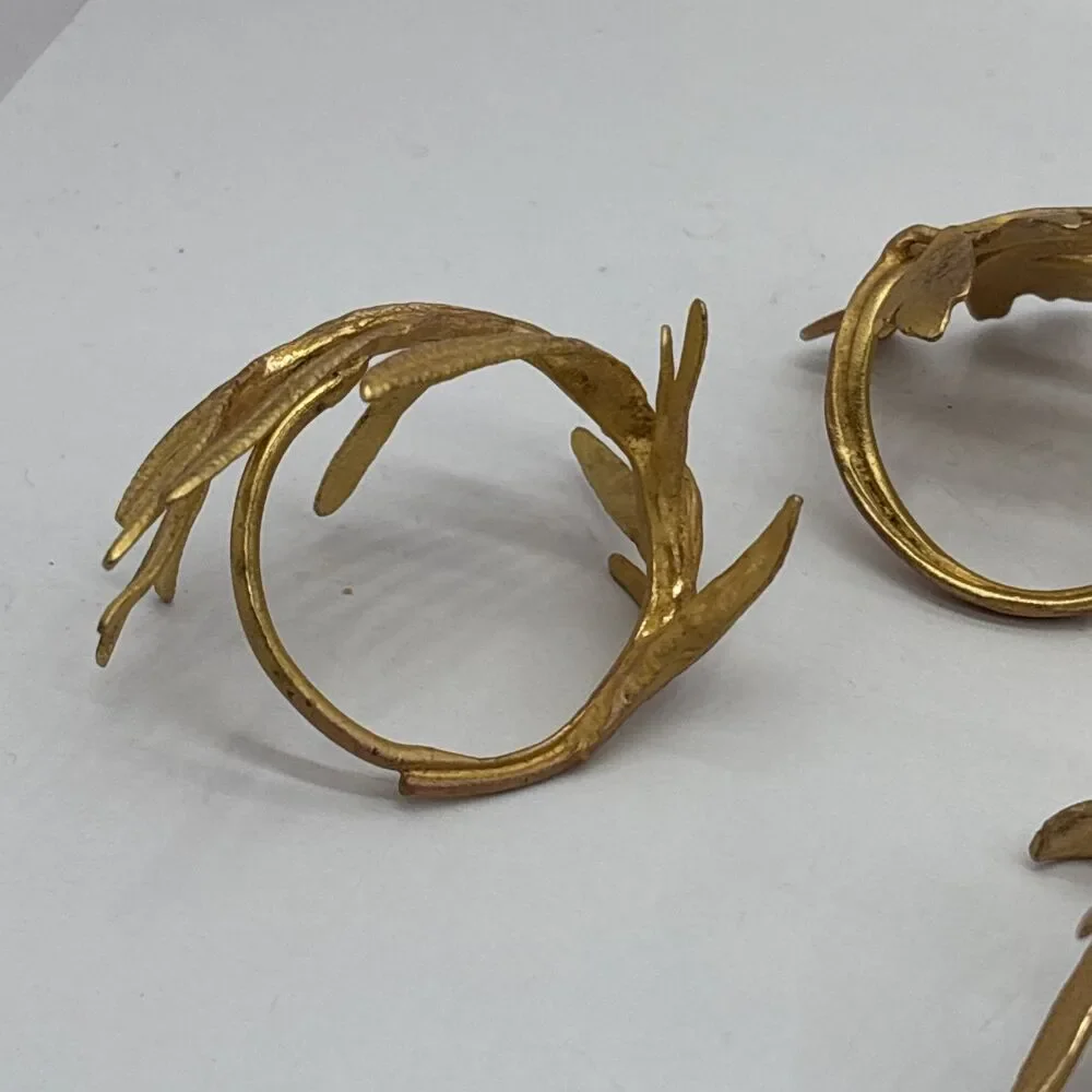 Italian Herbs Napkin Rings Set Of 4 Gold Artisan Michael Michaud Table Art